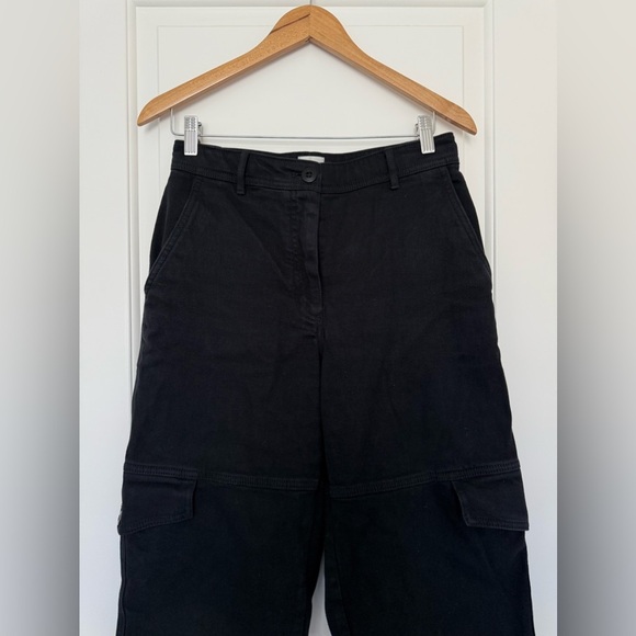 Aritzia Wilfred Free Cargo Pants Black Wide Leg Y2K Utility High Waist - Picture 2 of 8